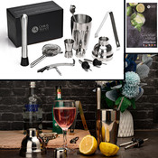 Decopatent Decopatent® PRO Cocktail Set 10-delig - Rvs Barset met Shaker - Maatbeker - Stamper Zeef - Mixer - Cocktailshaker