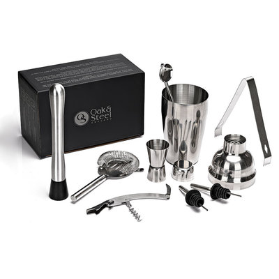 Decopatent Decopatent® PRO Cocktail Set 10-delig - Rvs Barset met Shaker - Maatbeker - Stamper Zeef - Mixer - Cocktailshaker