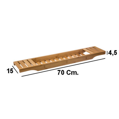 Decopatent Decopatent® Badrekje voor over bad - 70 cm lang - Bamboe hout - Badrek - Badplank - Badbrug - Basic bad tafeltje voor in bad