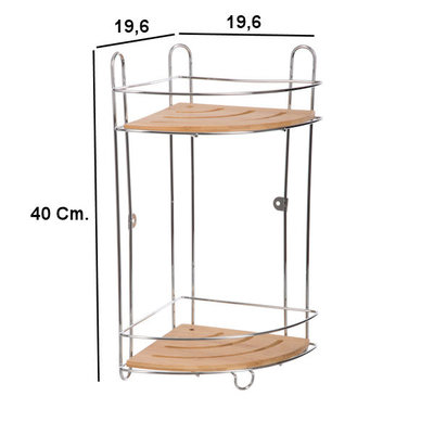 Decopatent Decopatent® Doucherek - 2 Laags - Hangend of Staand Badrekje - Rvs Metaal - Bamboe - Ophangbaar Hoek Badkamer Douchemandje
