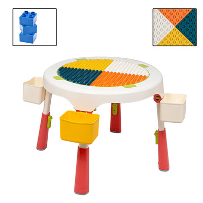 Decopatent Decopatent® - Speeltafel met bouwplaat (geschikt voor Duplo® blokken) en vlakke kant. Fijne kindertafel met 2 stoelen - Bouwtafel