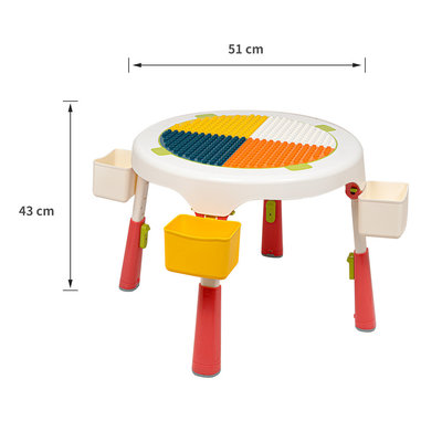 Decopatent Decopatent® - Speeltafel met bouwplaat (geschikt voor Duplo® blokken) en vlakke kant. Fijne kindertafel met 2 stoelen - Bouwtafel
