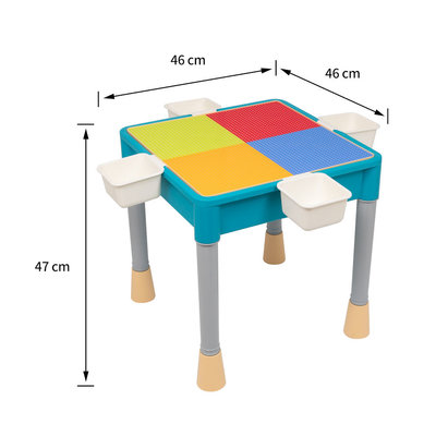 Decopatent Decopatent® - Kindertafel met 1 Stoeltje - Speeltafel met bouwplaat en vlakke kant - 4 Bakjes - Geschikt voor Lego® Bouwstenen