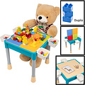 Decopatent Decopatent® - Kindertafel met 1 Stoeltje - Speeltafel met bouwplaat en vlakke kant - 4 Bakjes - Geschikt voor Duplo® Bouwstenen