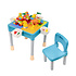 Decopatent Decopatent® - Kindertafel met 1 Stoeltje - Speeltafel met bouwplaat en vlakke kant - 4 Bakjes - Geschikt voor Duplo® Bouwstenen