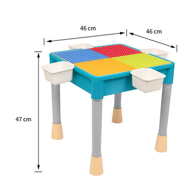 Decopatent Decopatent® - Kindertafel met 1 Stoeltje - Speeltafel met bouwplaat en vlakke kant - 4 Bakjes - Geschikt voor Duplo® Bouwstenen