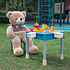 Decopatent Decopatent® - Kindertafel met 1 Stoeltje - Speeltafel met bouwplaat en vlakke kant - 4 Bakjes - Geschikt voor Duplo® Bouwstenen