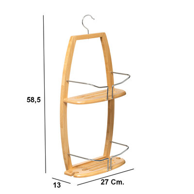 Decopatent Decopatent® Doucherek voor over Douchekop - 2 Laags Legplanken - Doucherekje Hangend douchestang - Bamboe hout - Douchemandje