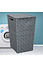 Decopatent Decopatent® Wasmanden met deksel -  60 Liter - Geweven wasmand - Wasbox met optil deksel - Polypropyleen - Afm 33x33x53 Cm - Grijs