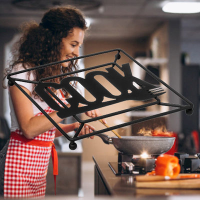 Decopatent Decopatent® - Pannenhouder - COOK Design - Pannen Onderzetter - Panonderzetter Vierkant - Metaal - Pannen Onderzetters - Zwart