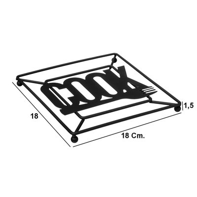 Decopatent Decopatent® - Pannenhouder - COOK Design - Pannen Onderzetter - Panonderzetter Vierkant - Metaal - Pannen Onderzetters - Zwart