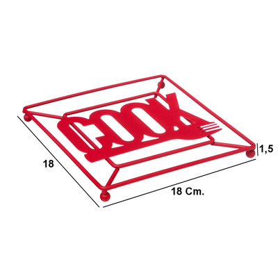 Decopatent Decopatent® - Pannenhouder - COOK Design - Pannen Onderzetter - Panonderzetter Vierkant - Metaal - Pannen Onderzetters - Rood