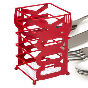 Decopatent Decopatent® - Bestekbak - COOK Design - Keukengerei houder - Bestekhouder vierkant - Bestekpot - Keuken bestek Organizer - Rood