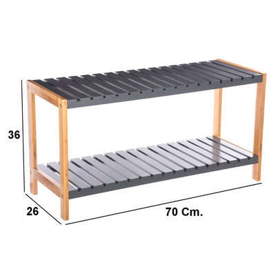 Decopatent Decopatent® - Schoenenrek 2 etages - Houten opbergrek voor 6 paar schoenen - Bamboe / Mdf - Ruimtebesparend 2 laags schoenenplank