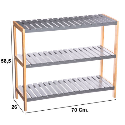 Decopatent Decopatent® - Schoenenrek 3 etages - Houten opbergrek voor 9 paar schoenen - Bamboe / Mdf - Ruimtebesparend 3 laags schoenenplank