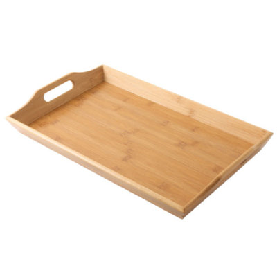 Decopatent Decopatent® Dienblad rechthoek - Groot Dienblad met handvaten - Bamboe houten Dienblad - Afm 50 x 30 x 6 Cm.