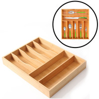 Decopatent Decopatent® Bestekbak voor keukenla met 7 Vakken - Bestek organizer - Bestekla - Hoogwaardig Bamboe Hout - Bestekcassette 43x33x5.8 Cm.