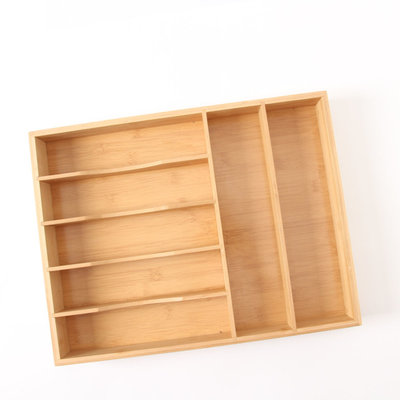 Decopatent Decopatent® Bestekbak voor keukenla met 7 Vakken - Bestek organizer - Bestekla - Hoogwaardig Bamboe Hout - Bestekcassette 43x33x5.8 Cm.