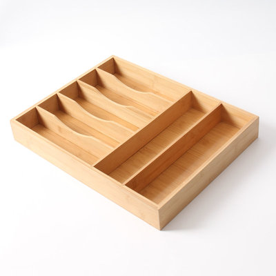 Decopatent Decopatent® Bestekbak voor keukenla met 7 Vakken - Bestek organizer - Bestekla - Hoogwaardig Bamboe Hout - Bestekcassette 43x33x5.8 Cm.