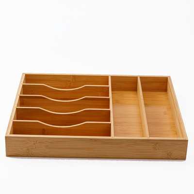 Decopatent Decopatent® Bestekbak voor keukenla met 7 Vakken - Bestek organizer - Bestekla - Hoogwaardig Bamboe Hout - Bestekcassette 43x33x6