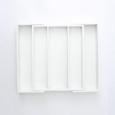 Decopatent Decopatent® Uitschuifbaar bestekbak - Besteklade - 3 Vaks -> Uitschuifbaar naar 5 Vakken - Bestekbakken organizer - Bamboe - Wit