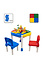Decopatent Decopatent® - Kindertafel met 2 Stoeltjes - Speeltafel met bouwplaat en vlakke kant - 4 Bakjes - Geschikt voor Duplo® Bouwstenen