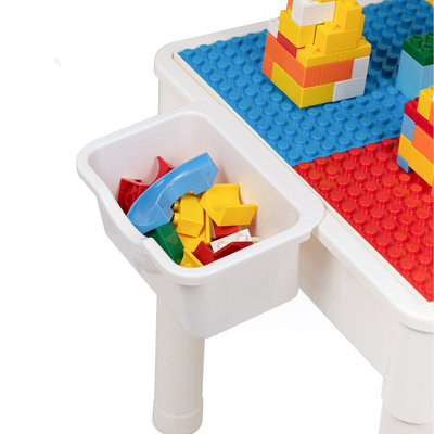 Decopatent Decopatent® - Kindertafel met 1 Stoeltje - Speeltafel met bouwplaat en vlakke kant - 2 Bakjes - Geschikt voor Duplo® Bouwstenen