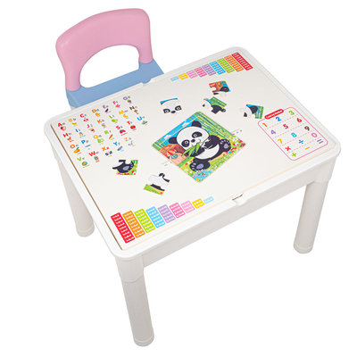 Decopatent Decopatent® - Kindertafel met 1 Stoeltje - Speeltafel met bouwplaat en vlakke kant - 2 Bakjes - Geschikt voor Duplo® Bouwstenen