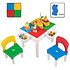 Decopatent Decopatent® - Kindertafel met 2 Stoeltjes - Speeltafel met bouwplaat en vlakke kant - 2 Bakjes - Geschikt voor Duplo® Bouwstenen