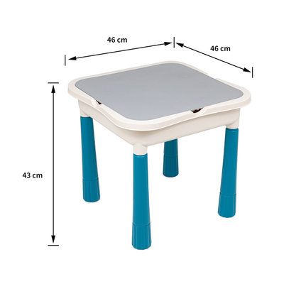 Decopatent Decopatent® - Kindertafel met  Stoeltje - Speeltafel met bouwplaat en vlakke kant - 4 Bakjes - Geschikt voor Duplo® Bouwstenen