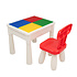 Decopatent Decopatent® - Kindertafel met 1 Stoeltje - Speeltafel met bouwplaat en vlakke kant - Tekentafel - Geschikt voor Duplo® Bouwstenen