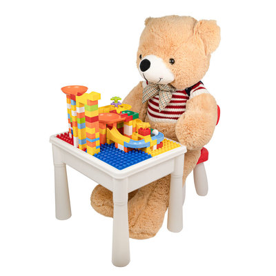 Decopatent Decopatent® - Kindertafel met 1 Stoeltje - Speeltafel met bouwplaat en vlakke kant - Tekentafel - Geschikt voor Duplo® Bouwstenen