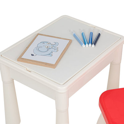 Decopatent Decopatent® - Kindertafel met 1 Stoeltje - Speeltafel met bouwplaat en vlakke kant - Tekentafel - Geschikt voor Duplo® Bouwstenen