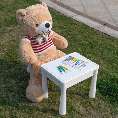 Decopatent Decopatent® - Kindertafel met 1 Stoeltje - Speeltafel met bouwplaat en vlakke kant - Tekentafel - Geschikt voor Duplo® Bouwstenen