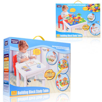 Decopatent Decopatent® - Kindertafel met 1 Stoeltje - Speeltafel met bouwplaat en vlakke kant - Tekentafel - Geschikt voor Duplo® Bouwstenen