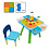Decopatent Decopatent® - Kindertafel met 1 Stoeltje - Speeltafel met bouwplaat en Tafel kant - 4 Bakjes - Geschikt voor Duplo® Bouwstenen