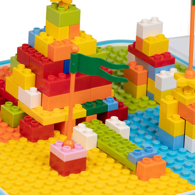 Decopatent Decopatent® - Kindertafel met 1 Stoeltje - Speeltafel met bouwplaat en Tafel kant - 4 Bakjes - Geschikt voor Duplo® Bouwstenen