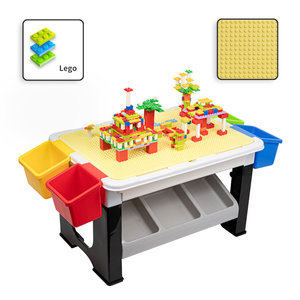 Decopatent Decopatent® - Speeltafel met bouwplaat (geschikt voor Lego® blokken) en vlakke kant. Kindertafel met 7 Opbergbakken - Bouwtafel