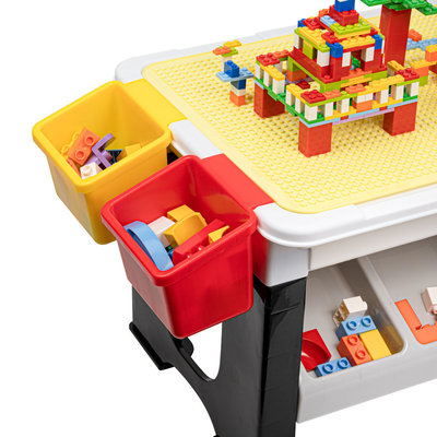 Decopatent Decopatent® - Speeltafel met bouwplaat (geschikt voor Lego® blokken) en vlakke kant. Kindertafel met 7 Opbergbakken - Bouwtafel