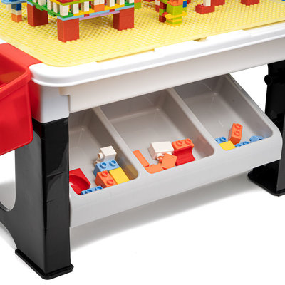 Decopatent Decopatent® - Speeltafel met bouwplaat (geschikt voor Lego® blokken) en vlakke kant. Kindertafel met 7 Opbergbakken - Bouwtafel