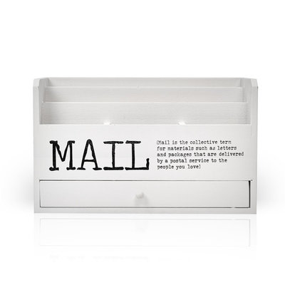 Decopatent Decopatent® Brievenbak Hout met 5 vakken & 1 Lade - Bureau organizer - Pennebak - Postbakje voor brieven telefoon etc - Wit