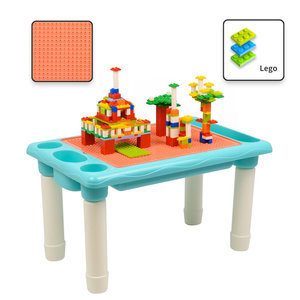 Decopatent Decopatent® - Kindertafel Bouwtafel - Speeltafel met bouwplaat (Voor Lego® blokken) en vlakke kant - 4 Vakken - Met 316 Bouwstenen