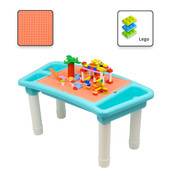 Decopatent Decopatent® - Kindertafel Bouwtafel - Speeltafel met bouwplaat (Voor Lego® blokken) en vlakke kant - 3 Vakken - Met 303 Bouwstenen