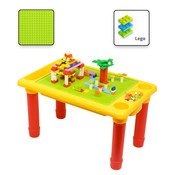 Decopatent Decopatent® - Kindertafel Bouwtafel - Speeltafel met bouwplaat (Voor Lego® blokken) en vlakke kant - 4 Vakken - Met 310 Bouwstenen