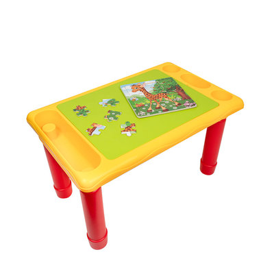 Decopatent Decopatent® - Kindertafel Bouwtafel - Speeltafel met bouwplaat (Voor Lego® blokken) en vlakke kant - 4 Vakken - Met 310 Bouwstenen