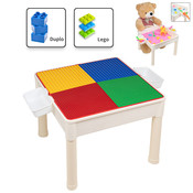 Decopatent Decopatent - 4in1 Kindertafel met Lego® & Duplo® bouwplaat - Watertafel met Hengels en Vissen - Zandtafel met Zand - Bouwtafel
