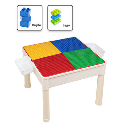 Decopatent Decopatent - 4in1 Kindertafel met Lego® & Duplo® bouwplaat - Watertafel met Hengels en Vissen - Zandtafel met Zand - Bouwtafel