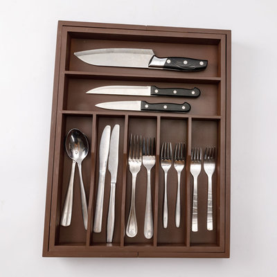 Decopatent Decopatent® Uitschuifbaar bestekbak - Besteklade - 7 Vaks -> Uitschuifbaar naar 9 Vakken - Bestekbakken organizer - Bamboe - Bruin