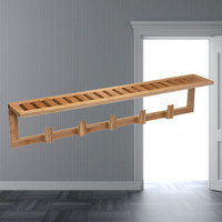 Decopatent Decopatent® Wandkapstok - Hout - 5 ophang haken & Legplank - Wandrek Kapstok voor Muur of Wand - Garderoberek Hangende kapstok