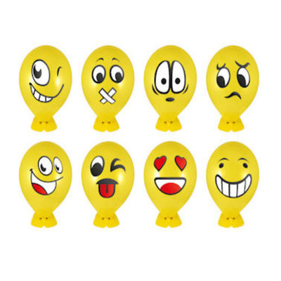 Decopatent 24 STUKS - MIX Smiley Ballon Hoofden - Maak je eigen Smiley Ballon Hoofd - Uitdeelcadeautjes - Traktatie voor Jongens en Meisjes